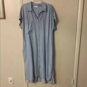 Entro Light Blue Midi Shirt Dress